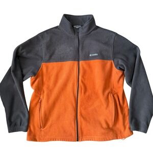 Columbia Men's Fleece Full Zip Jacket Size XXL (2X) Orange/Gray Fleece Gorpcore
